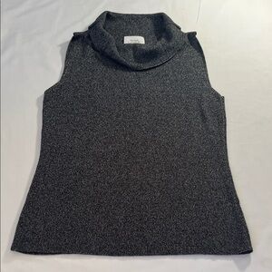 LOFT Black Heather Sleeveless Cowl Turtleneck Sweater used good condition